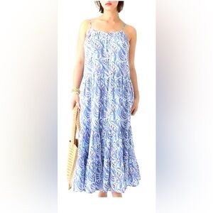 J. Crew tiered cotton voile shift maxi dress in purple & blue paisley print NWT